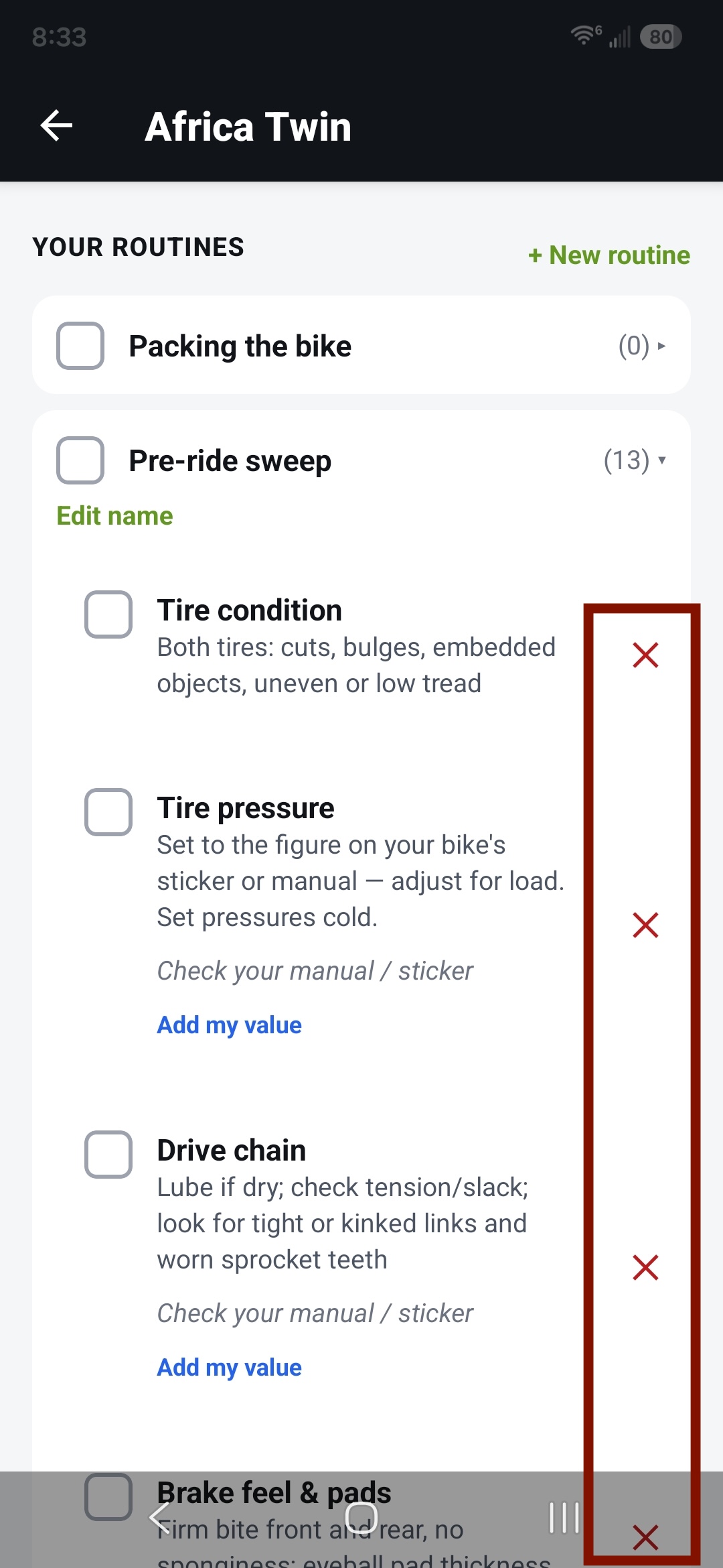 Removing an item