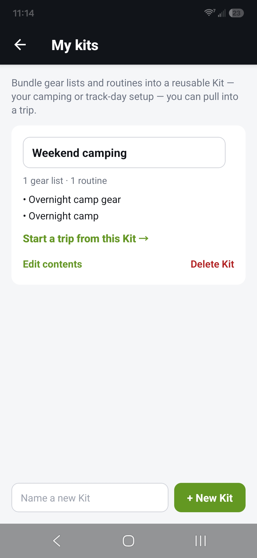 My kits — the "Weekend camping" Kit and what it holds